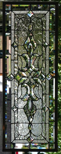 Stained Glass Transom window HANGING PANEL 35 1/4 X 14 incl hooks - Picture 2 of 4