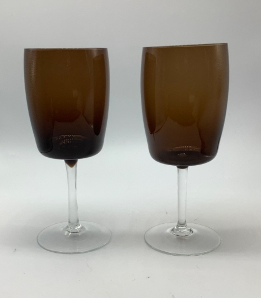 Gorham Crystal Autumn  Water Glass/Goblet, Clear Stem w/Brown,  Wine, 7