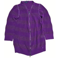 Armani Exchange Knit Zip Up Cardigan Sweater Women's Size M Purple