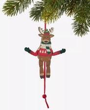 Macy's Holiday Lane Christmas Cheer Wood Deer Christmas Ornament 5.7"