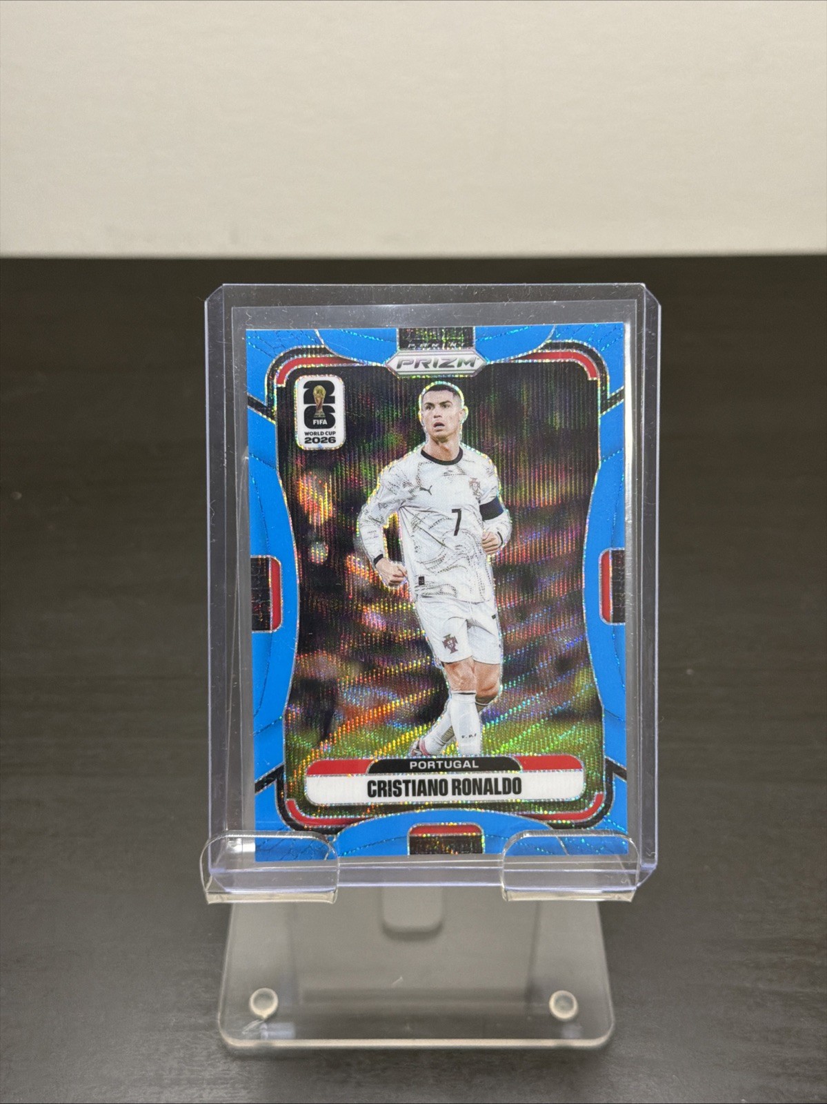2026 PANINI PRIZM CRISTIANO RONALDO #367 FLUORESCENT BLUE WAVE /225 ! MINT view 1