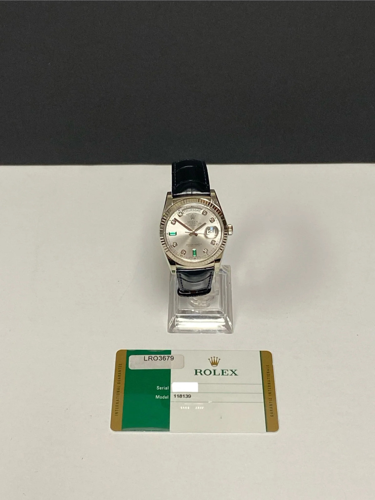 Rolex President Day Date 36mm RARE 118139 Silver Diamond Dial Automatic Men's Wa image 2