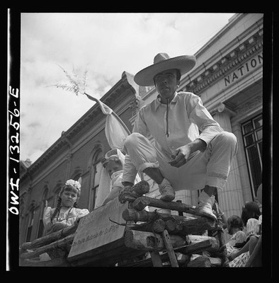 Mexico City Mexico 1930s National Museum parade float man in sombrero