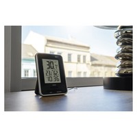 Emos Digital Thermometer AußEnsensor Hygrometer Min/Max Werte Wecker Silber