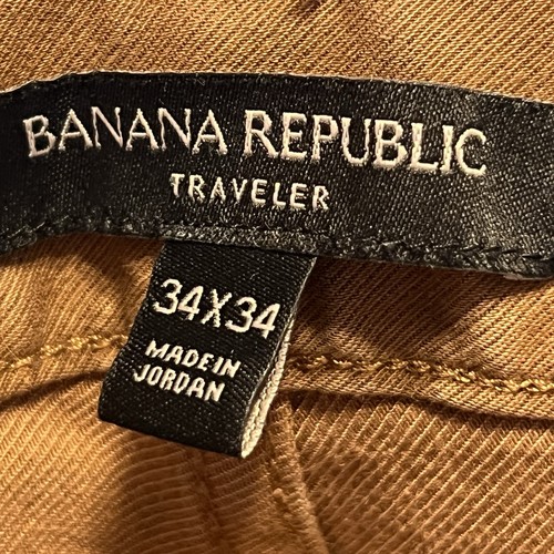 Banana Republic Pant Men 34x34 Brown Bronze Traveler Slim Twill Straight Stretch - Picture 10 of 21