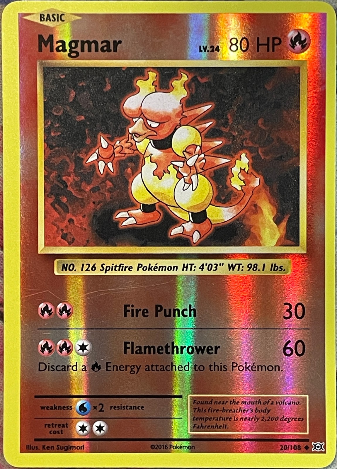 Magmar Reverse Holo - 20/108 - XY Evolutions Pokemon 2016