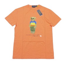 Polo Ralph Lauren Men's Orange Polo Bear Graphic Short Sleeve Crew-Neck T-Shirt