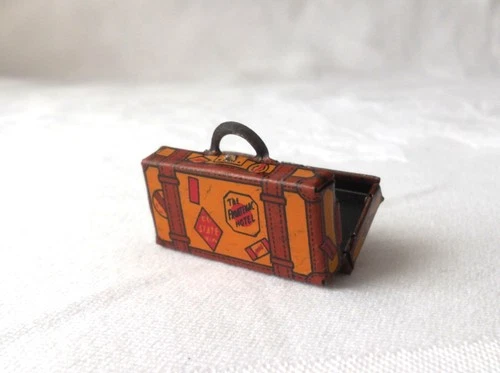 Vtg Tin Marx Suitcase Litho Toy Travel Stickers Luggage Baggage