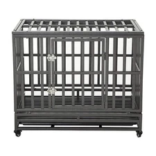 LUCKUP 38 Inch Heavy Duty Dog Cage Metal Kennel and Crate for Large Dogs