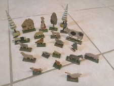 Holz Bauernhof Set mit Tieren und Bäumen Spielzeug Vintage Alt DDR