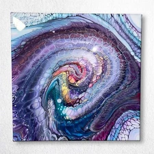 12x12 Original Abstract Swipe Painting Acrylic Signed Resin Purple New OOAK
