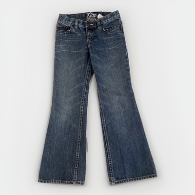 Gap Kids Girls Blue Denim Bootcut Jeans, Adjustable Waist, Size 7 Regular