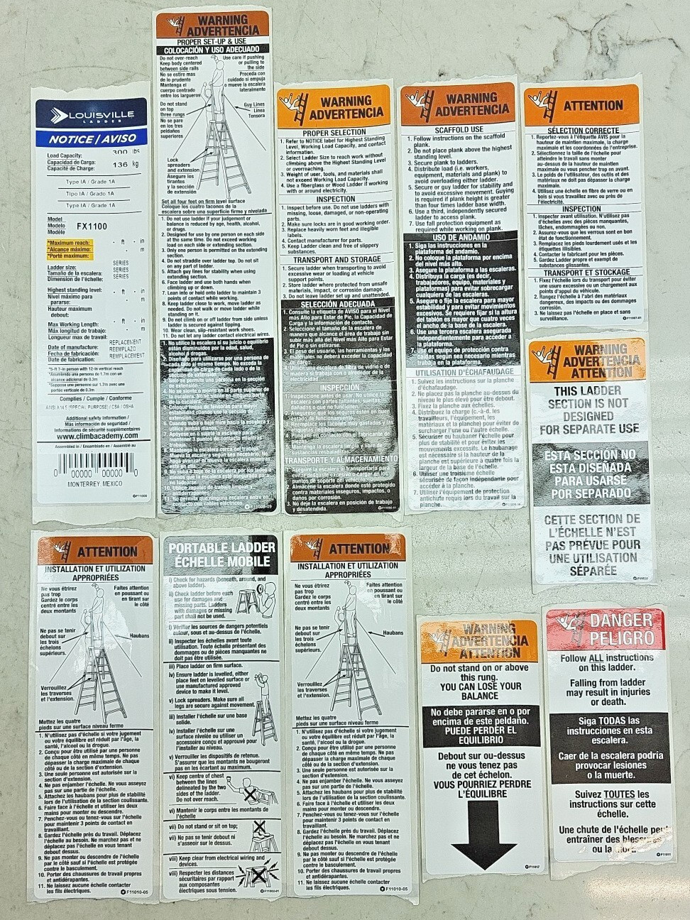 2 Pack Louisville Ladder Label Kit PK-FX1100 Lot of 2 Kits