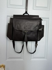 Skip Hop Black Vegan Leather Greenwich Convertible Backpack Stroller Messenger