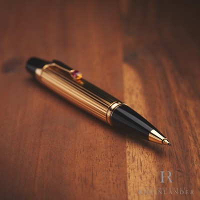 Montblanc Boheme Rouge Gold Plated Pinstripe Guilloche Mechanical