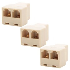 3x 2 Way 6P4C RJ11 Telephone Phone Line Modular Jack Splitter Female T Adapter