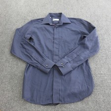 Eton Shirt Mens 15 38 Blue Geometric Slim Fit Dress Long Sleeve Cotton Romania