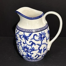 Lauren By Ralph Lauren Mandarin Blue China Large Water Pitcher 9.5” 96 oz MINT