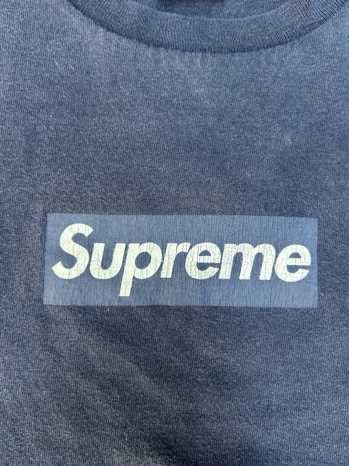 RARA MAGLIETTA CON CAPPUCCIO VINTAGE 2003 SUPREME NAVY TONAL BOX LOGO TAGLIA LARGE