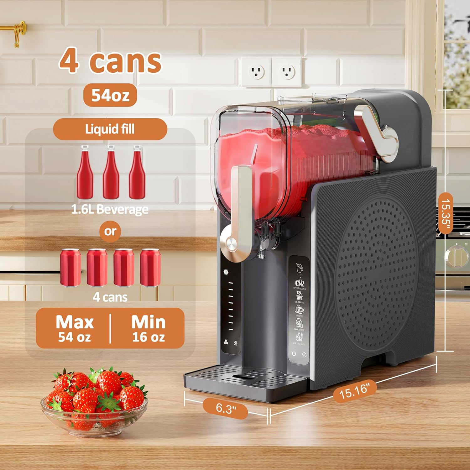 Slushie Machine, Slushy for Home No Ice Need, Soft Serve Ice Cream Maker & Marga