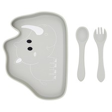 BabyX Safari Wildlife-themed - 3 Pcs Set Baby Suction Plate Training Spoon Fork
