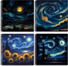 4 Pack Paint by Numbers Kit for Adults with Frame,Moon Paint by Numbers for Adul