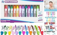 Smooth Bath Crayons Bath Toy Nontoxic, Washable Bath Crayons for 12 Pack