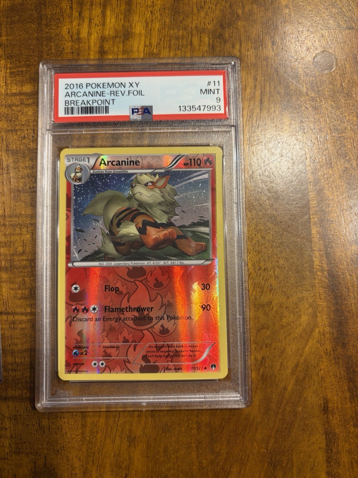Low Pop PSA 9 Arcanine Reverse Holo XY Breakpoint 11/122 Pokémon