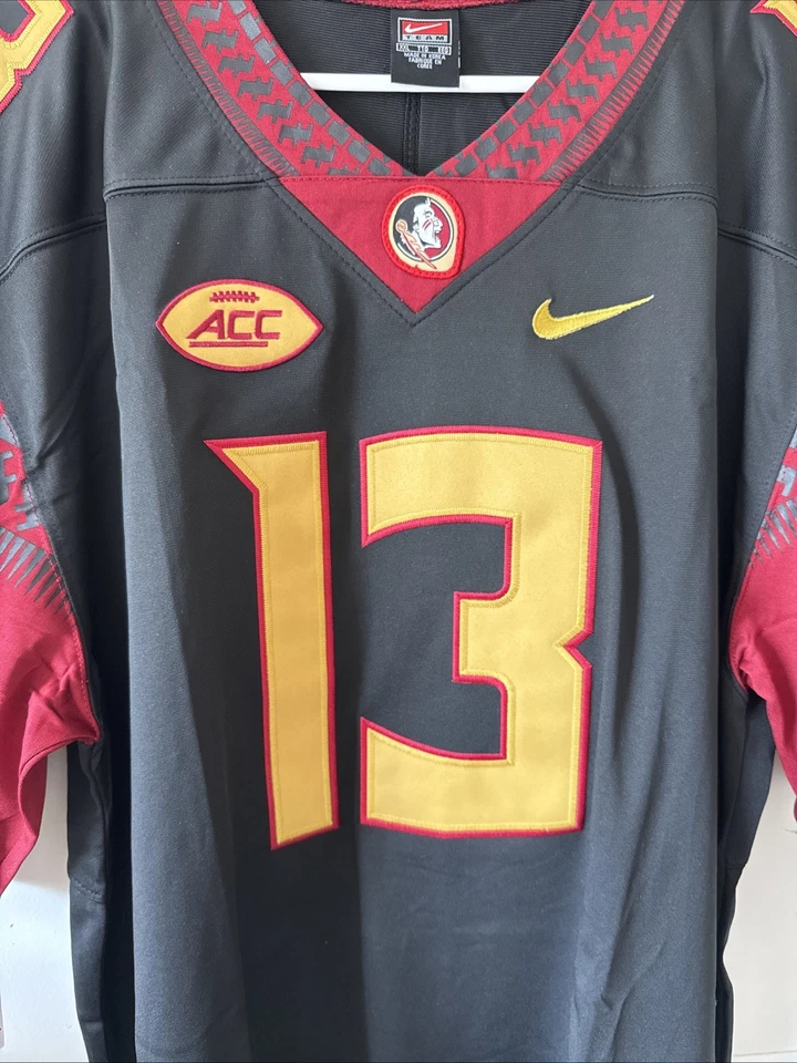 Men’s Nike Jordan Travis #13 Florida State Seminoles Jersey Sz 2XL - Black NWT - Image 2 of 4