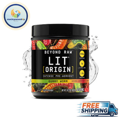 GNC Beyond Raw Lit Orgin Pre-Workout, Gummy Worm, 30.23 oz. FREE SHIPPING!!!