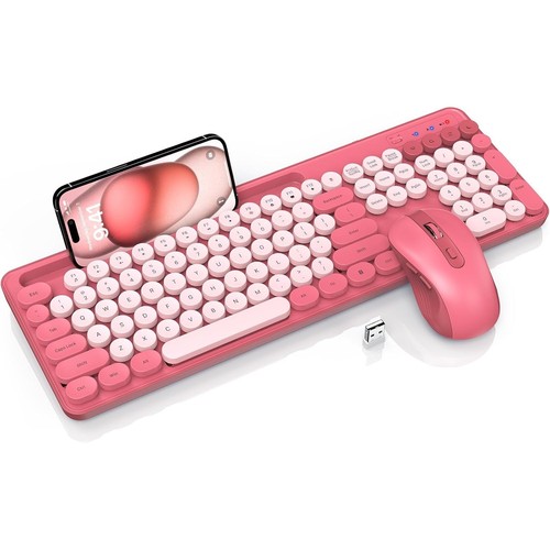 Trueque Pink Wireless Keyboard and Mouse Combo