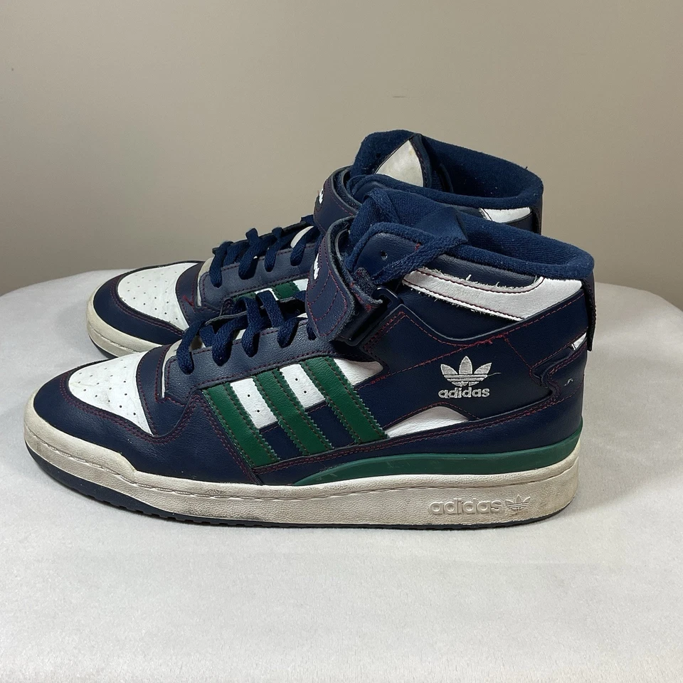 Adidas Forum Mid Sneakers Mens 12 Collegiate Navy Green Basketball Shoes H03810 - Image 2 of 4