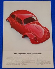 1965 VOLKSWAGEN BUG / BEETLE ORIGINAL VINTAGE VW PRINT AD "WE PAINT THE PAINT"