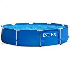 Intex 10' x 30" Round Metal Frame Backyard Above Ground Pool (Open Box) (2 Pack)