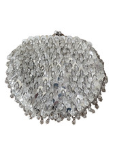 Vintage Petite Evening Purse Clear Sequin Beads Fancy Clutch Off White Beaded