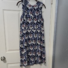 Ann Taylor Blue and White Sleeveless Midi Sundress