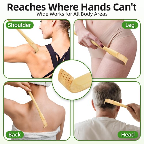Back Scratcher, 16.5in Pack of 6, Traditional Finger-Like Bamboo Wooden Body ... - Picture 3 of 7