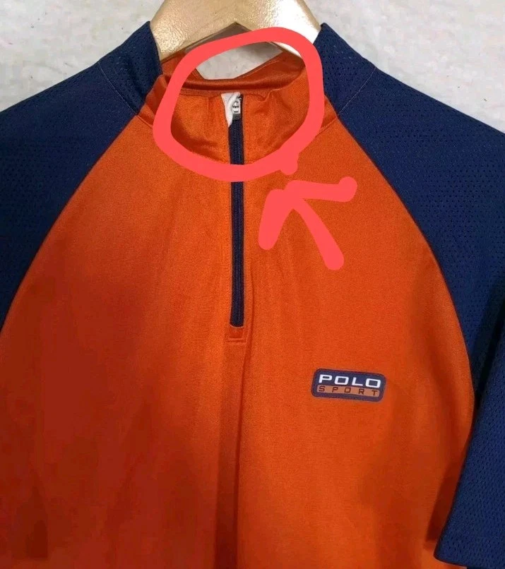 Camisa Polo Sport Ralph Lauren 1/4 Cremallera Para Hombre Grande Manga Corta Naranja Azul Golf Foto 3 de 4