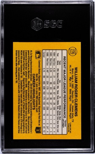 Roger Clemens 1987 Donruss #276 Boston Red Sox SGC 9 - Foto 2 di 2