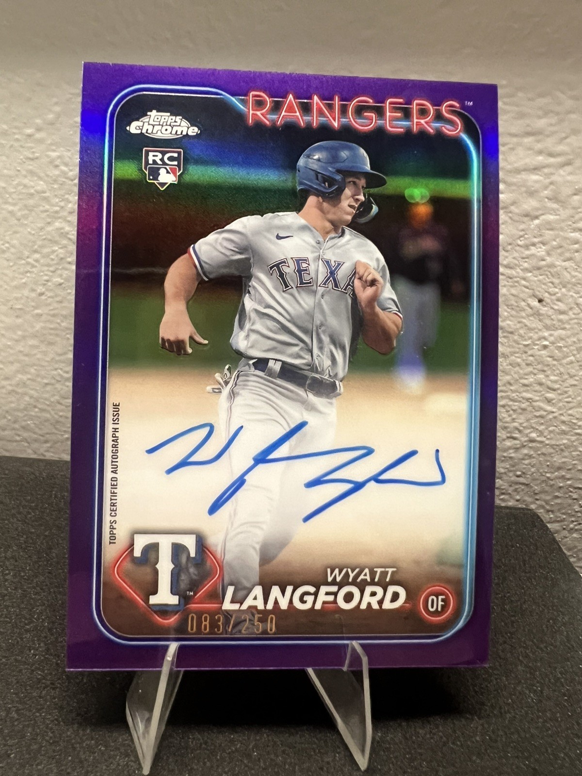 2024 Topps Chrome WYATT LANGFORD ROOKIE AUTO PURPLE REFRACTOR /250 #RA-WL