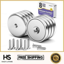 8Pack round Base Cup Magnet 100LBS Strong Rare Earth Magnet Heavy Duty