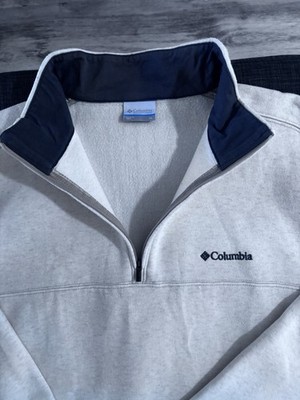 Columbia Men s Cream 1/4 Zip Mock Neck  Pullover Sweatshirt Size XL