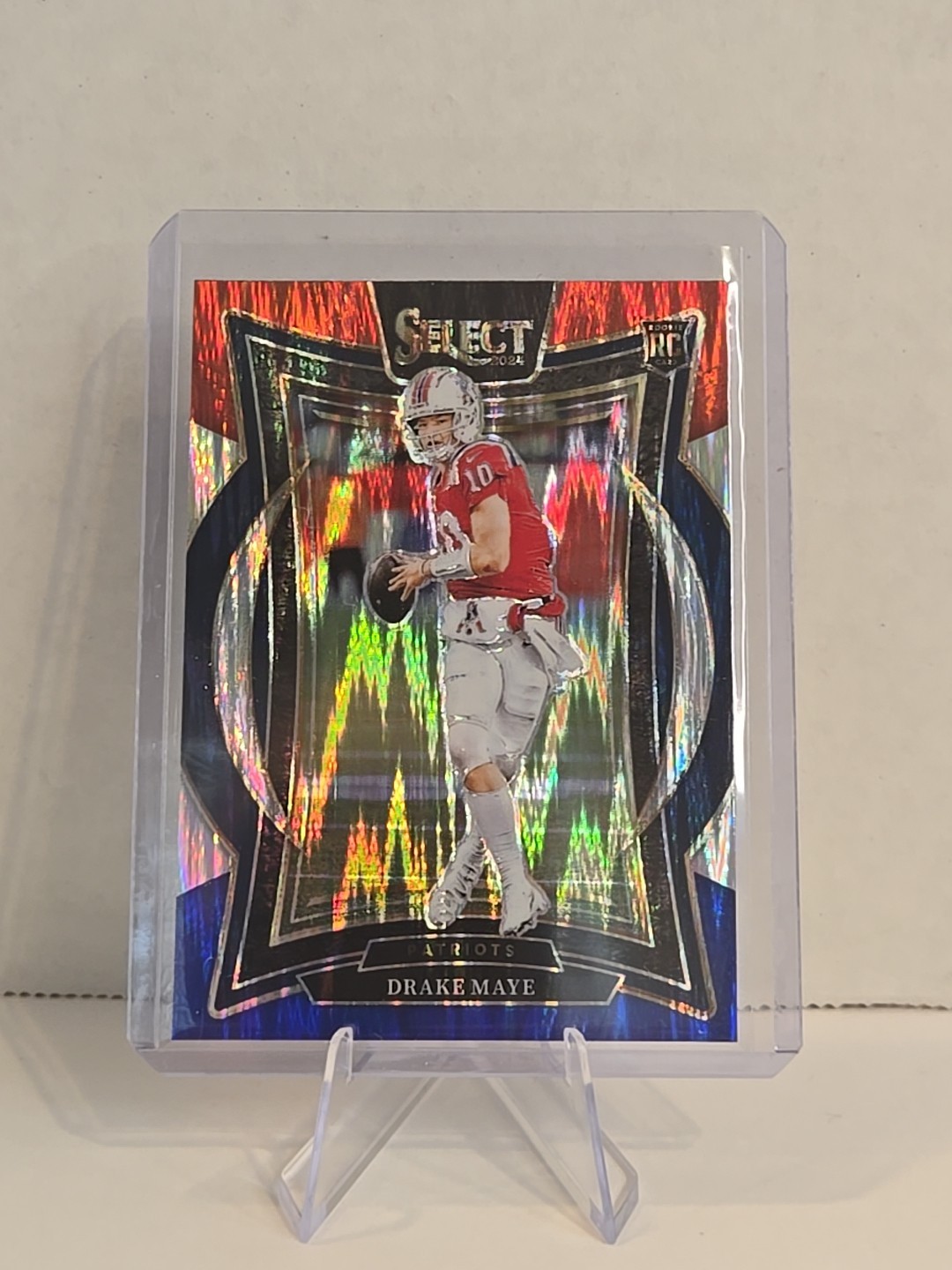 2024 Select Drake Maye Concourse RC Red and Blue Prizm Shock #27 Patriots 