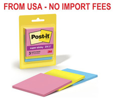 Post-it Super Sticky Notes, 3 x 3 in, Neon Fizz, 3 Pads, 45 Sheets/Pad