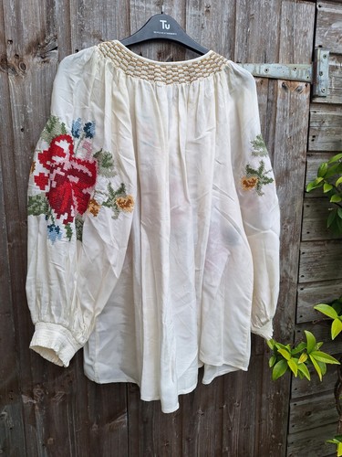 River Island Artisan Noir Cream Floral Embroidered Blouse 16 £45 16 18 20 VGC - Picture 8 of 10