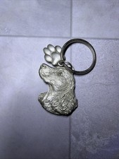 Vintage KRM Pewter English Springer Spaniel Dog Keychain P Davis 2003