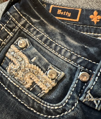 Jeans donna Rock Revival Betty dritto nuovo con etichetta taglia 27 CJ217 strass - Foto 3 di 14