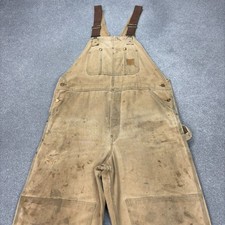 Carhartt Dungarees Adult 40x32 Tan Overalls Double Knee Bib Canvas Duck Men