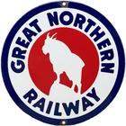 VINTAGE GREAT NORTHERN PORCELAIN SIGN TRAIN STATION FREIGHT RAIL ROAD GAS OIL