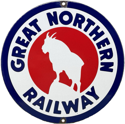 #ad VINTAGE GREAT NORTHERN PORCELAIN SIGN TRAIN STATION FREIGHT RAIL ROAD GAS OIL $115.27